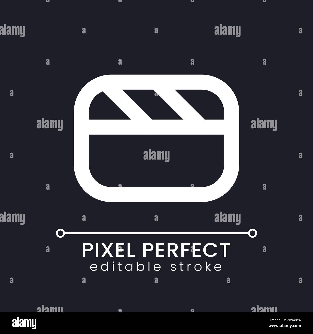 Video file pixel perfect white linear ui icon for dark theme Stock Vector