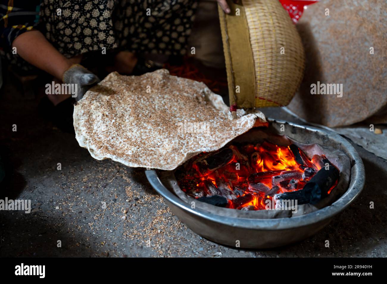 Vietnamese rice paper on charcoal stove Stock Photo - Alamy