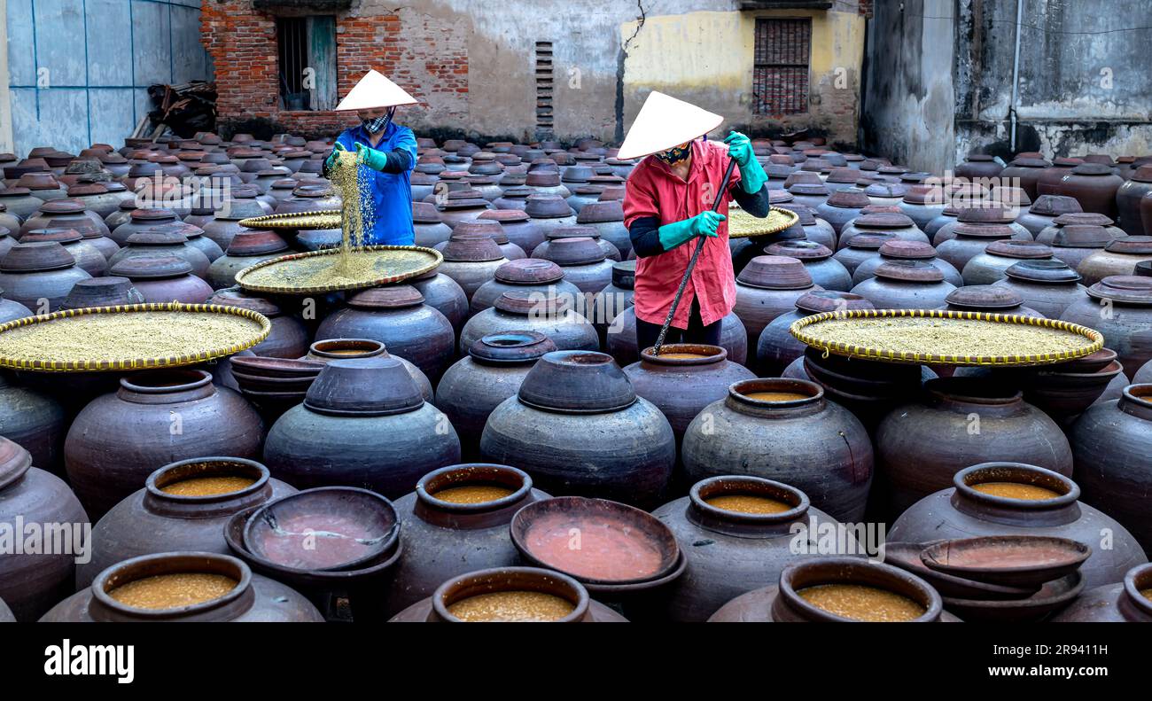 Traditional soy sauce factory, where soya beans are fermented to