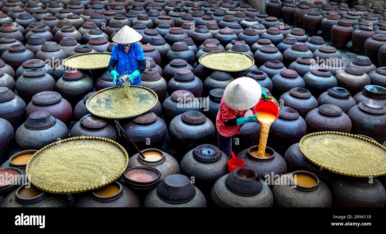 Traditional soy sauce factory, where soya beans are fermented to