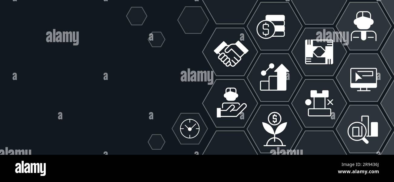 Business success concept design template with white glyph icons Stock ...