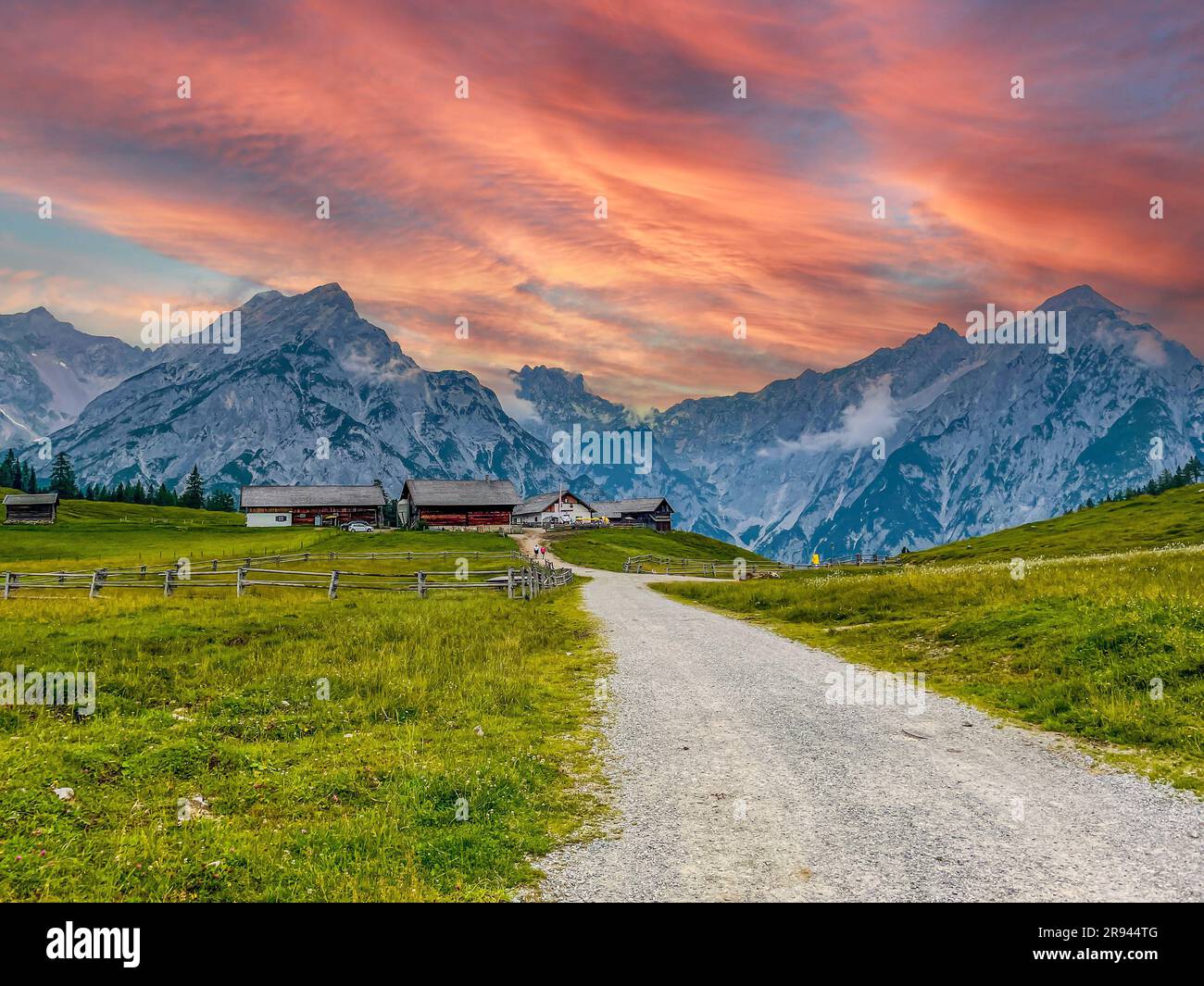 View of the Karwendel mountains in Austria Stock Photo