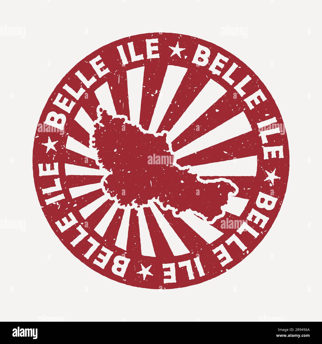 Belle Ile stamp. Travel red rubber stamp with the map of the island