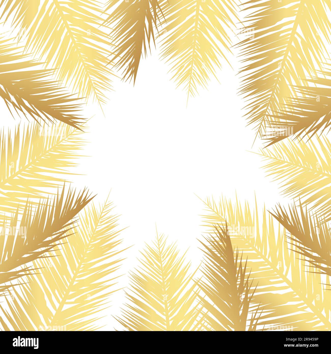 Vector tropical Golden palm leaves on white background. Summer tropical ...