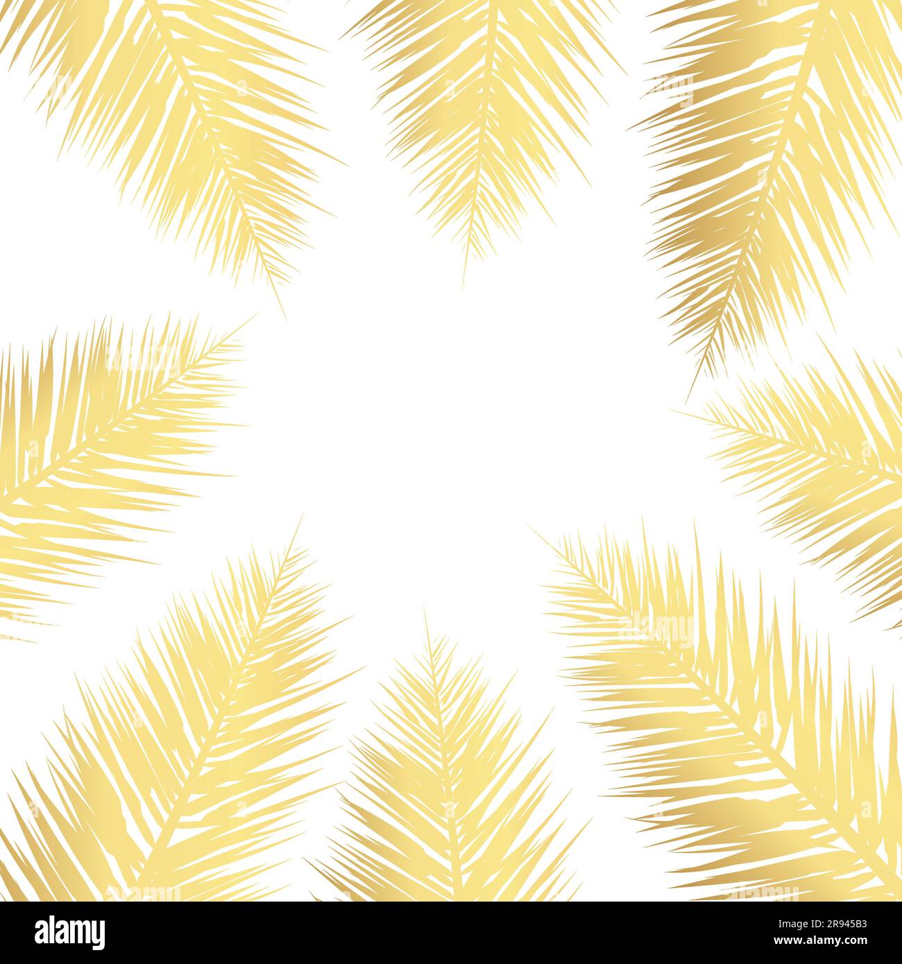 Vector tropical Golden palm leaves on white background. Summer tropical ...