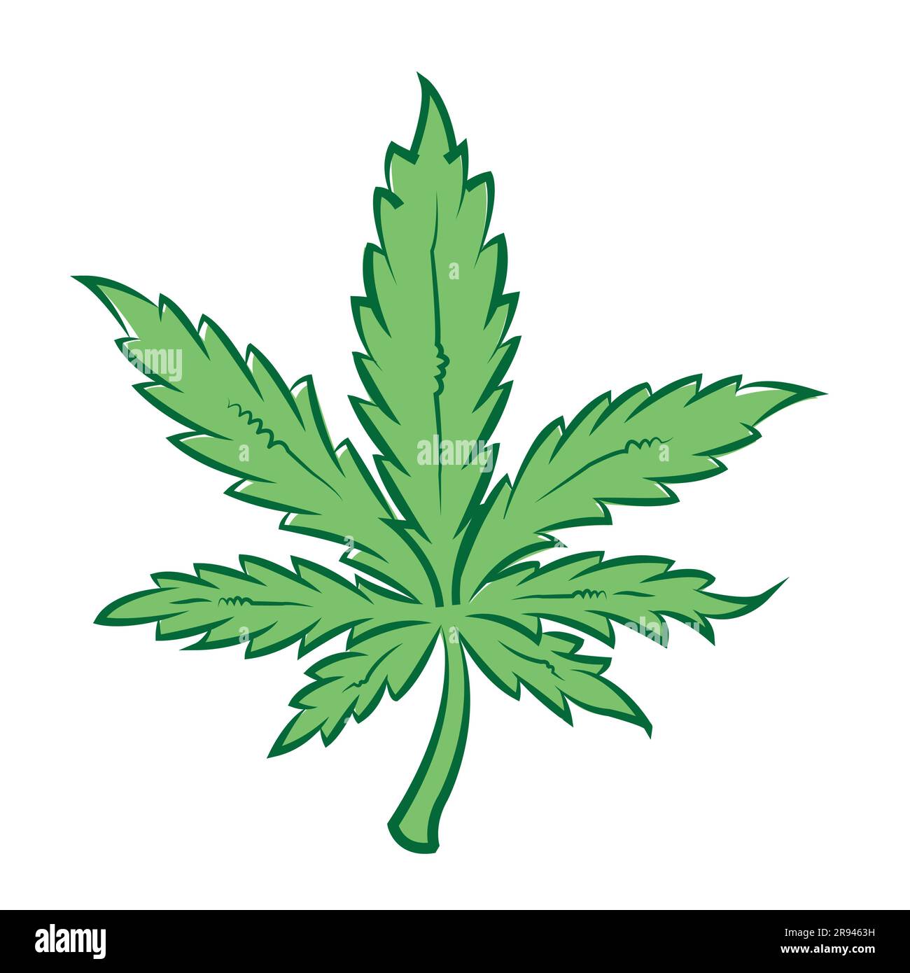 Cannabis leaf on a white background with copy space Stock Vector