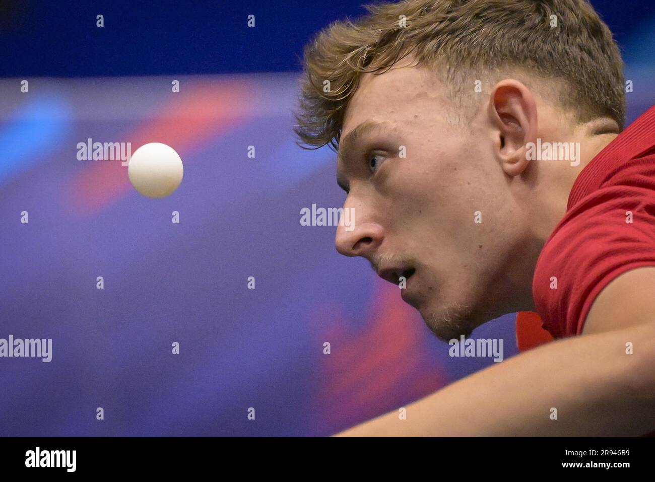 Krakow, Poland. 24th June, 2023. Table Tennis player Adrien Rassenfosse