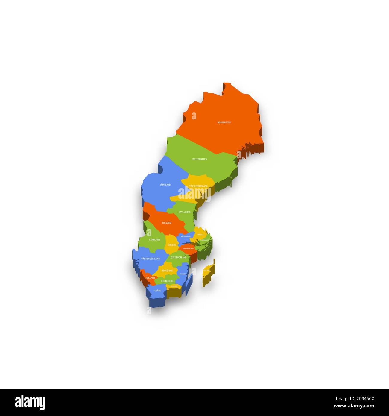 Sweden political map of administrative divisions counties. Colorful