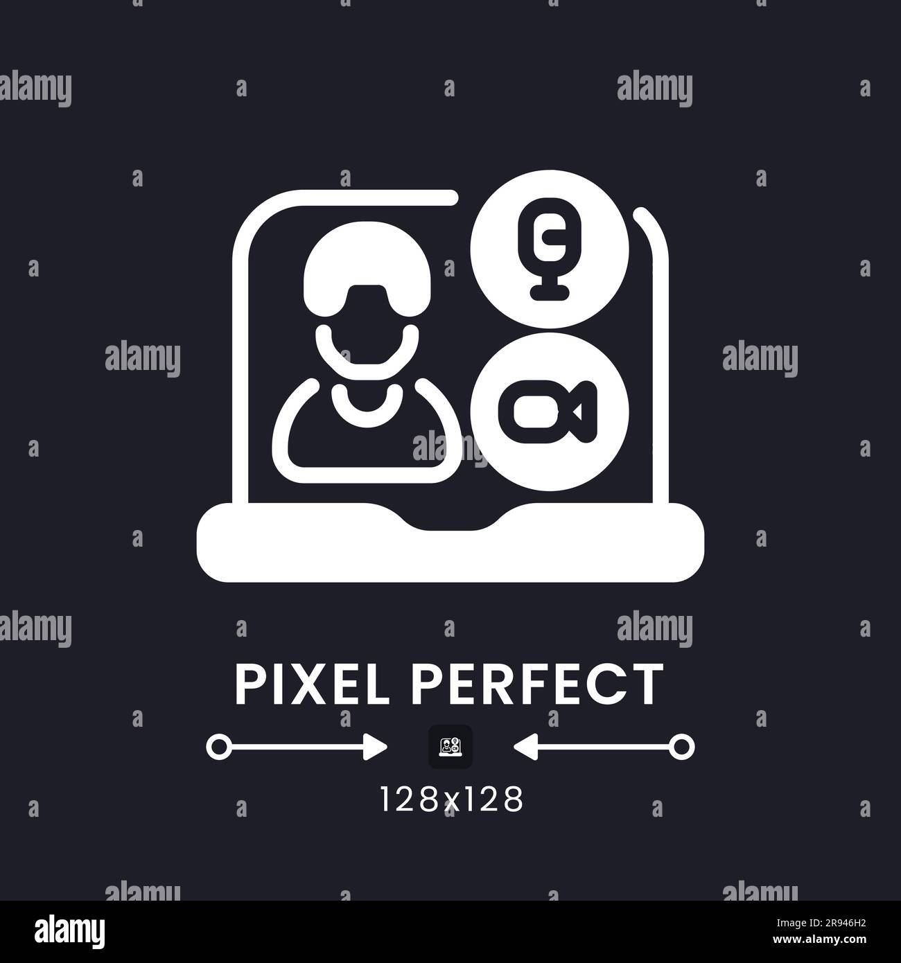 Video conferencing white solid desktop icon Stock Vector