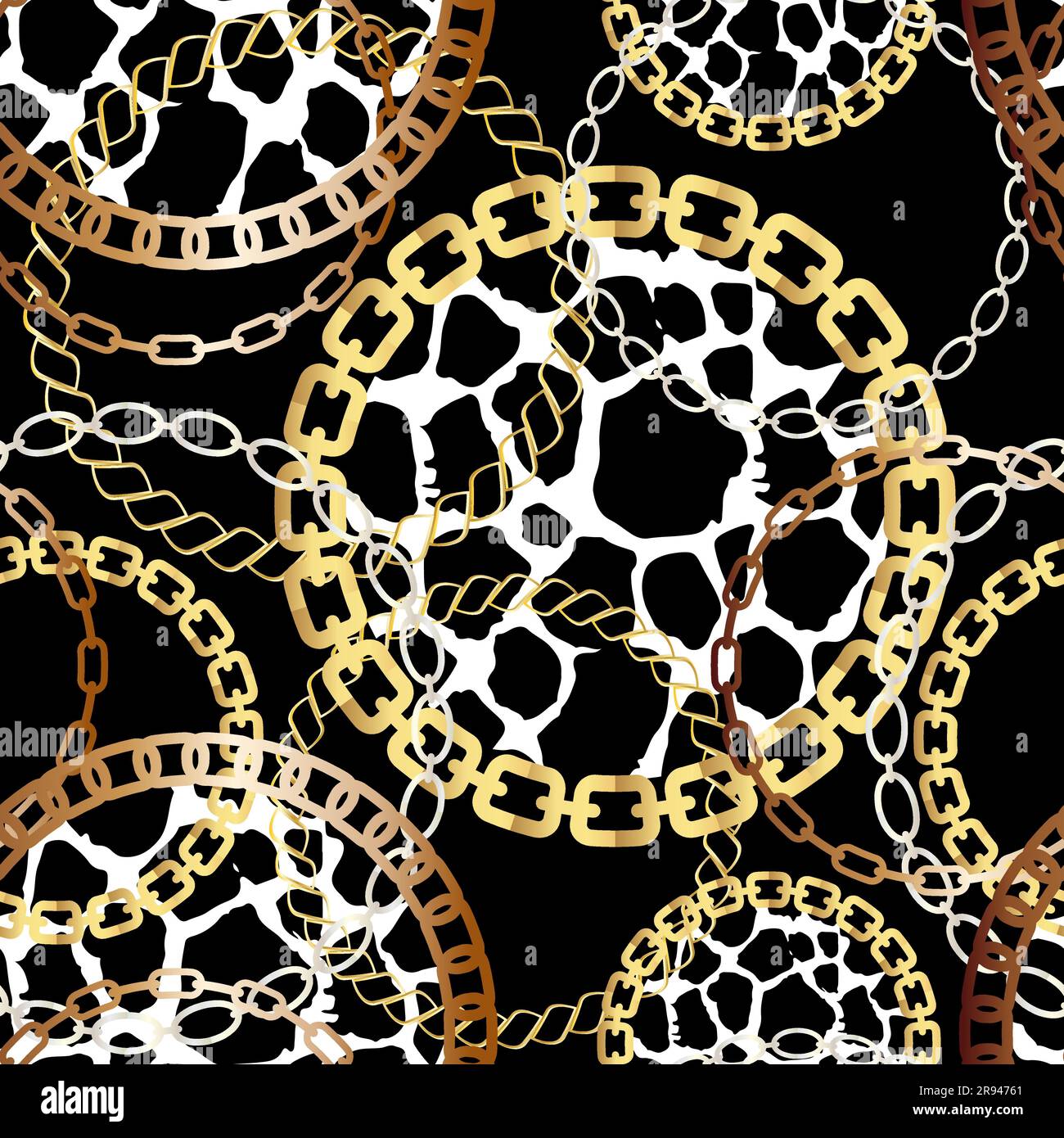 Fashion Seamless Pattern with Golden Chains and leopard print. Print ...