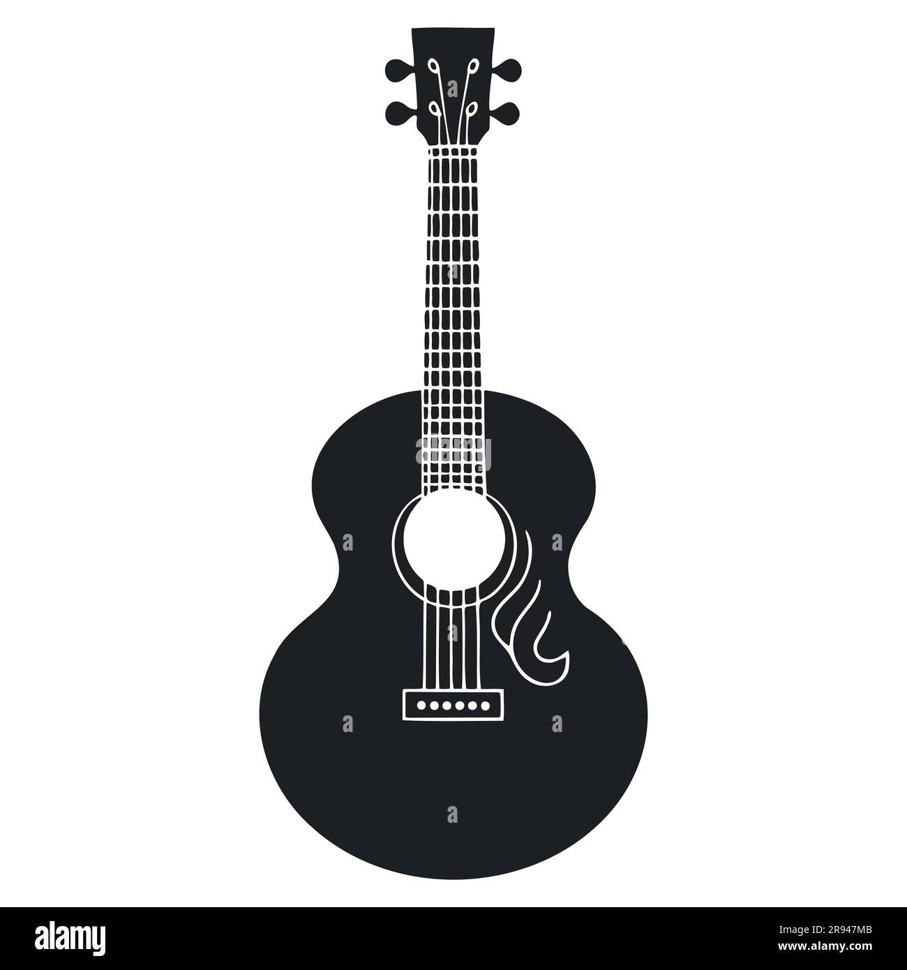 Acoustic guitar black silhouette. Music instrument icon. Vector