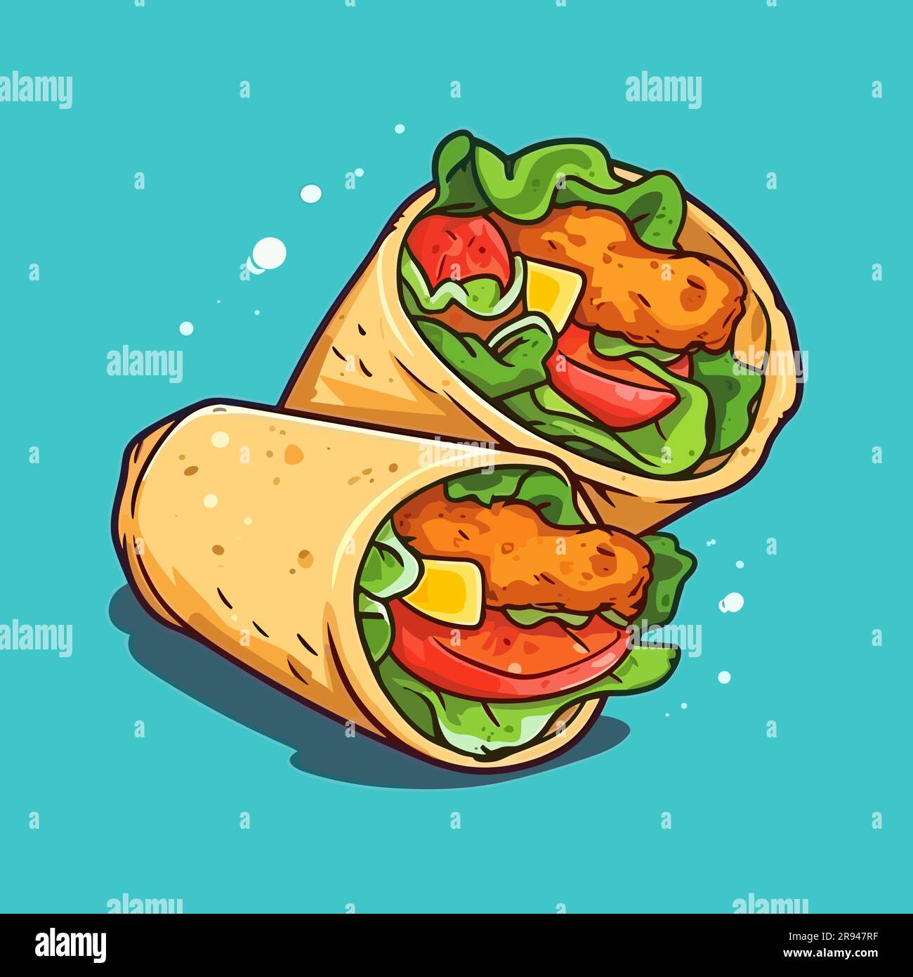 Chicken wrap. Chicken tortilla wrap handdrawn illustration. Vector