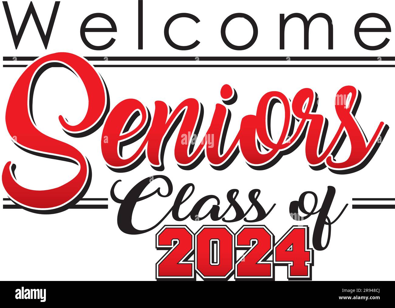 seniors class of 2024 Varsity Banner red Stock Vector Image