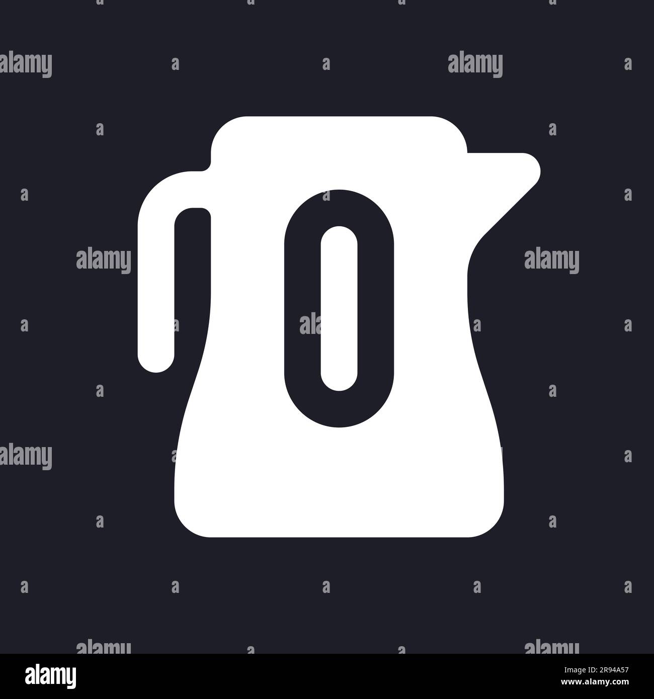 Electric kettle dark mode glyph ui icon Stock Vector