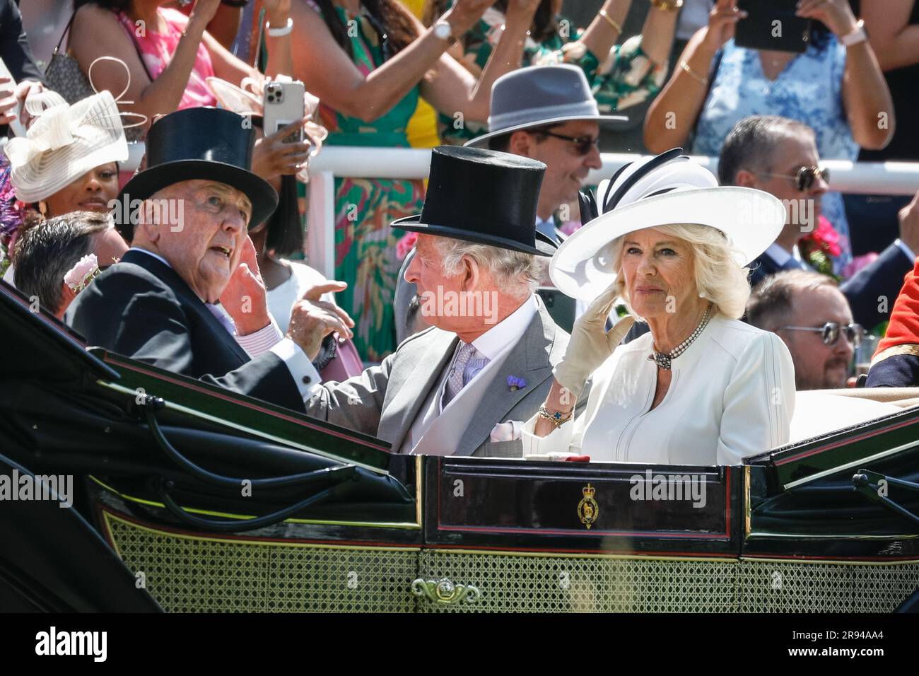 Ascot, Berkshire, UK. 23rd June, 2023. King Charles and Queen Camilla(01)