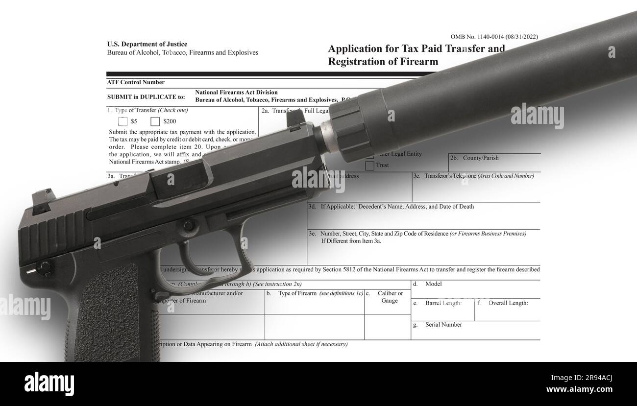 Supressor on a semi auto pistol on an ATF public domain form to own it ...
