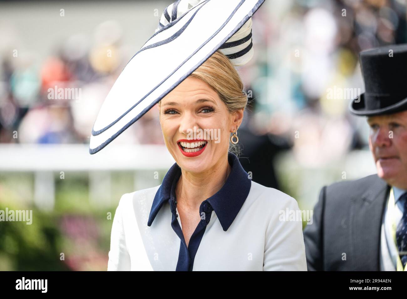 Ascot, Berkshire, UK. 23rd June, 2023. TV presenter Franscesca Cumani. Racegoers attend Royal Ascot on Day Four of the event. Credit: Imageplotter/Alamy Live News Stock Photo