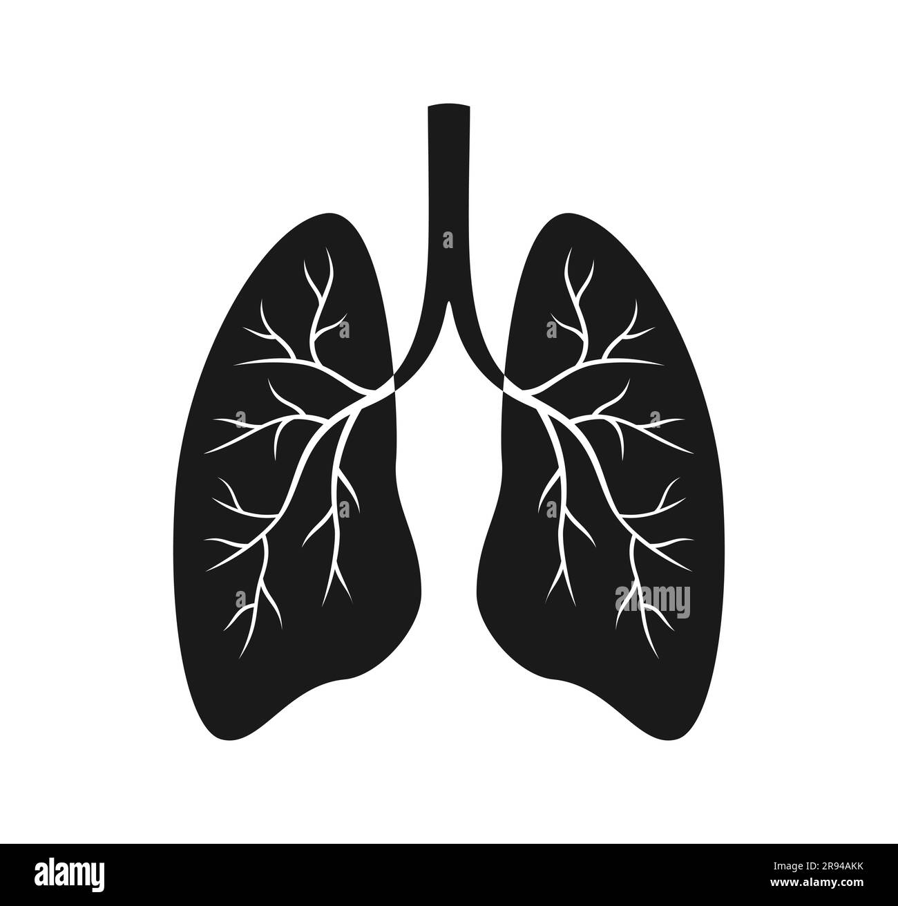 Black lungs icon on white background. Flat vector illustration Stock Vector