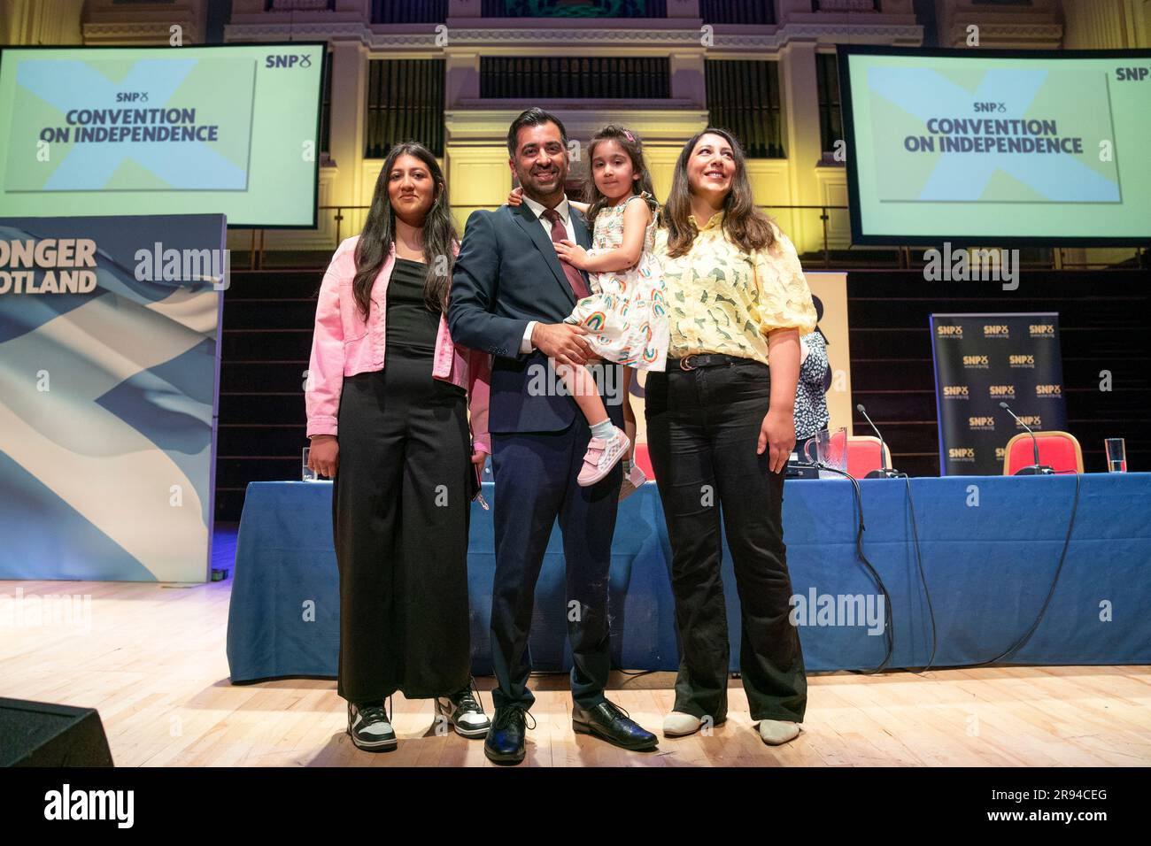 First Minister Humza Yousaf with wife Nadia, daughter Amal and step