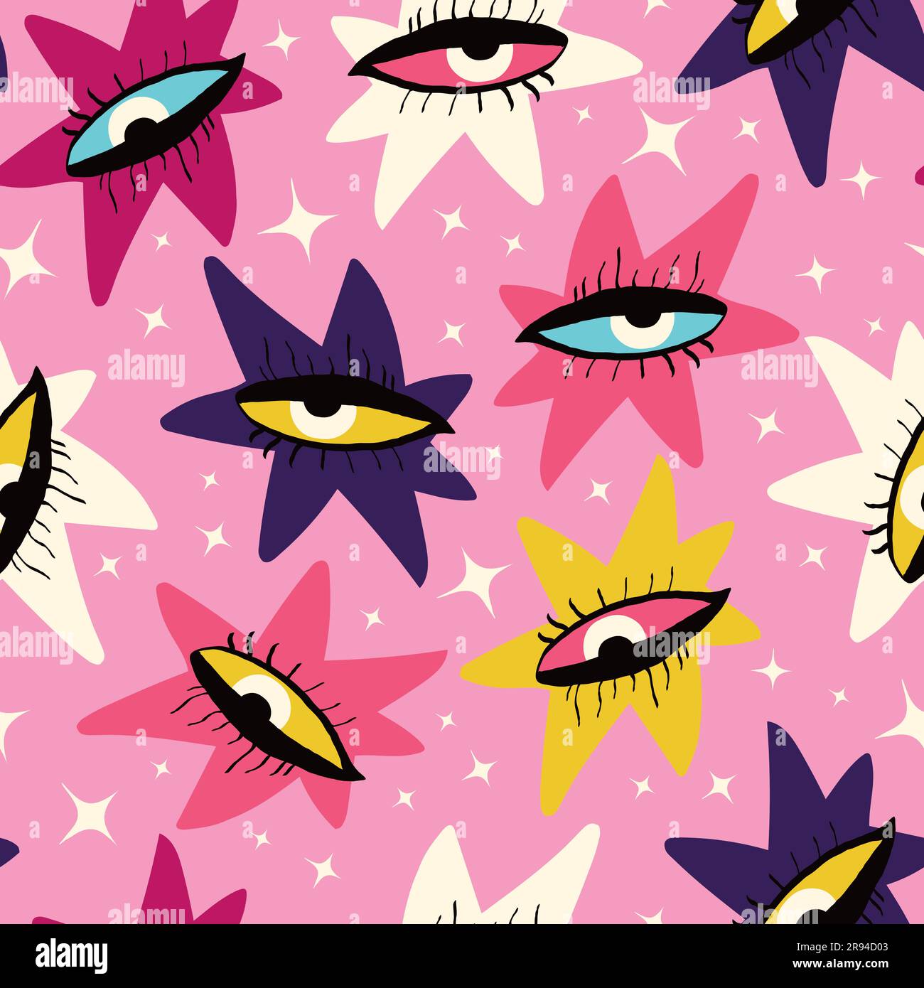 Pink Vibrant Feminine Aesthetic pattern with abstract painted faces and ...