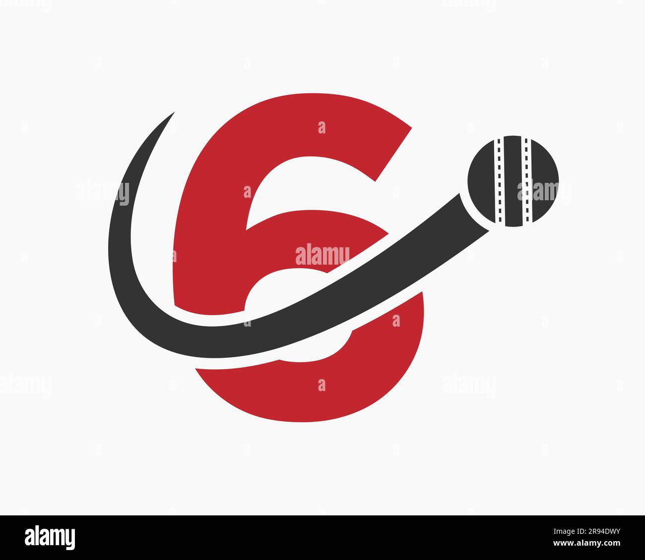 Letter 6 Cricket Logo Concept With Moving Ball Icon For Cricket Club