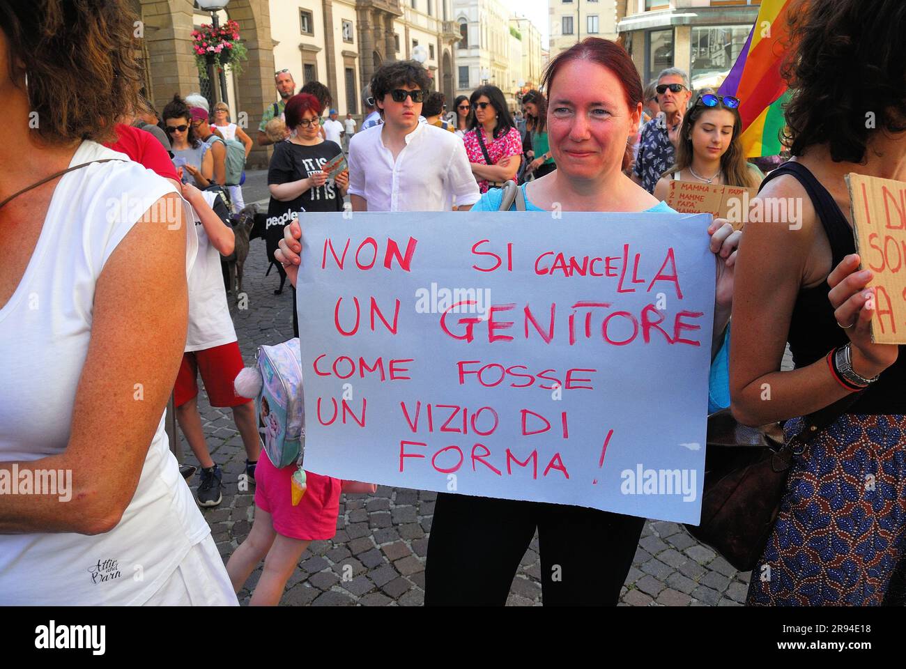 Padua, Italy, June 24th 2023. Children with two mothers, rainbow families and civil society they manifest before the City Hall of Padua against the cancellation of the birth certificates of children of same-parent couples decided by the Court of Padua. With the demonstrators the councilors of the Municipality and the member of the ItalianParliament Alessandro Zan. Credits : Ferdinando Piezzi/Alamy Live News Stock Photo