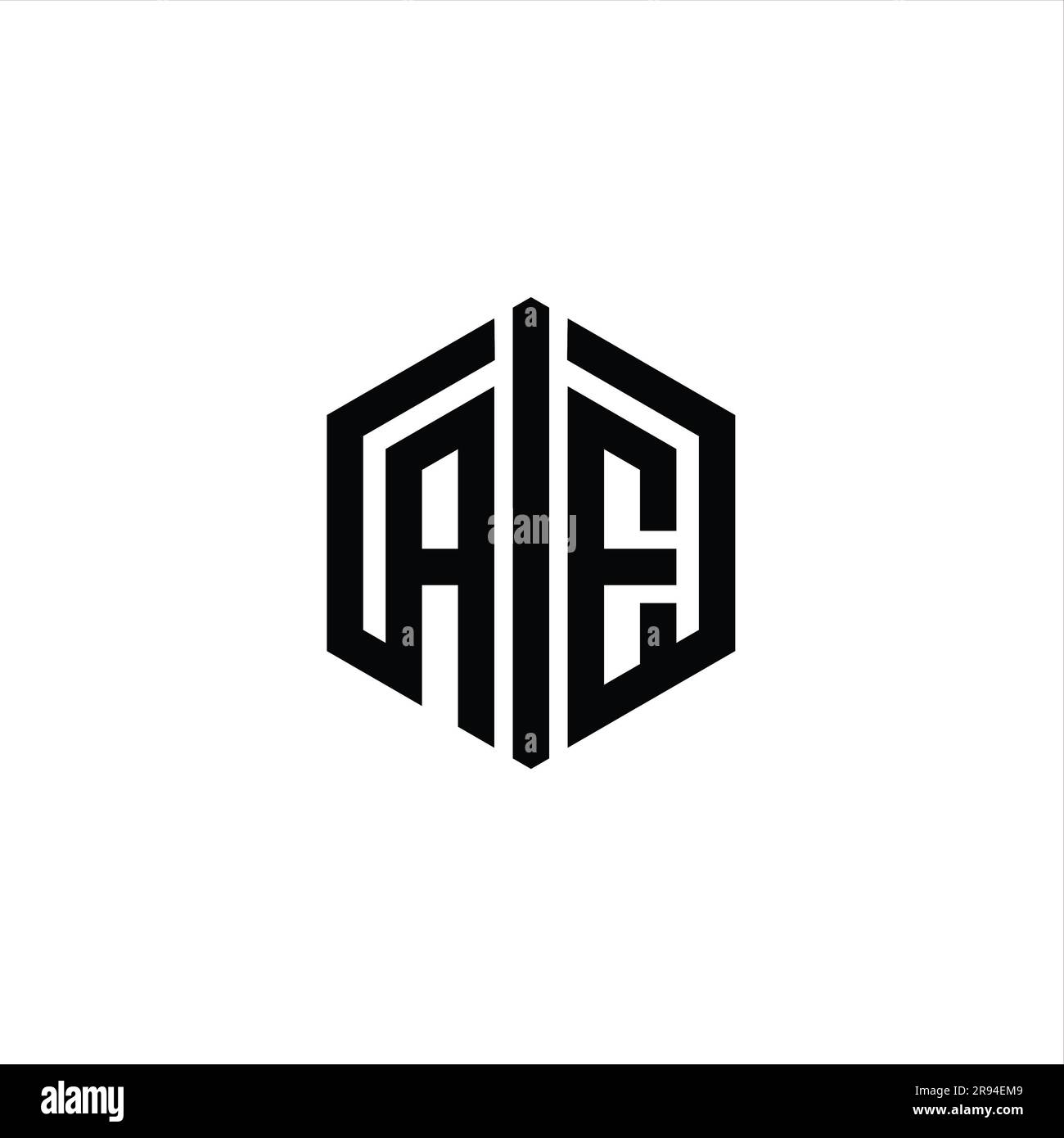 AE Letter Logo monogram hexagon shape with connect outline style design ...