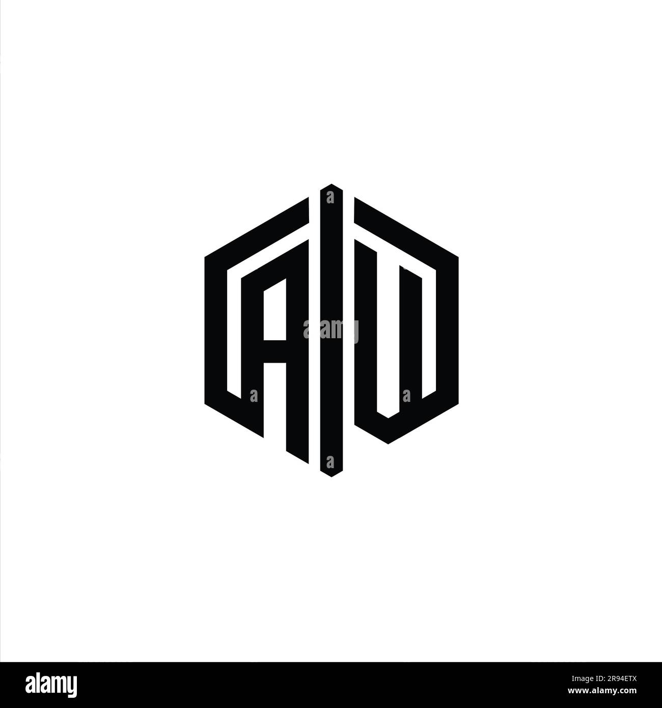 AV Letter Logo monogram hexagon shape with connect outline style design