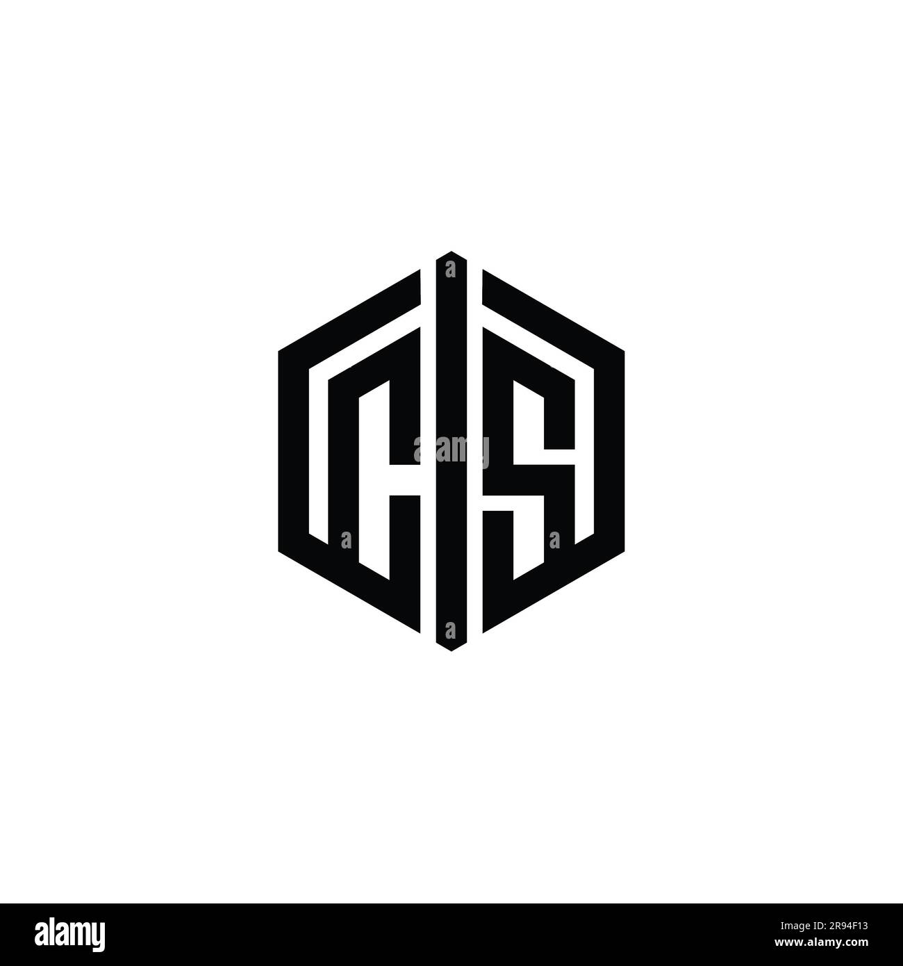 CS Letter Logo monogram hexagon shape with connect outline style design ...