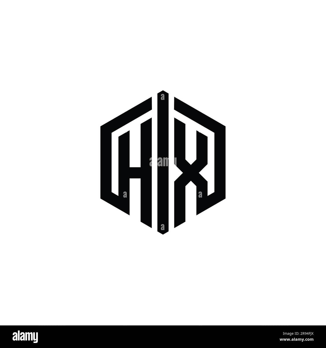 HX Letter Logo monogram hexagon shape with connect outline style design ...