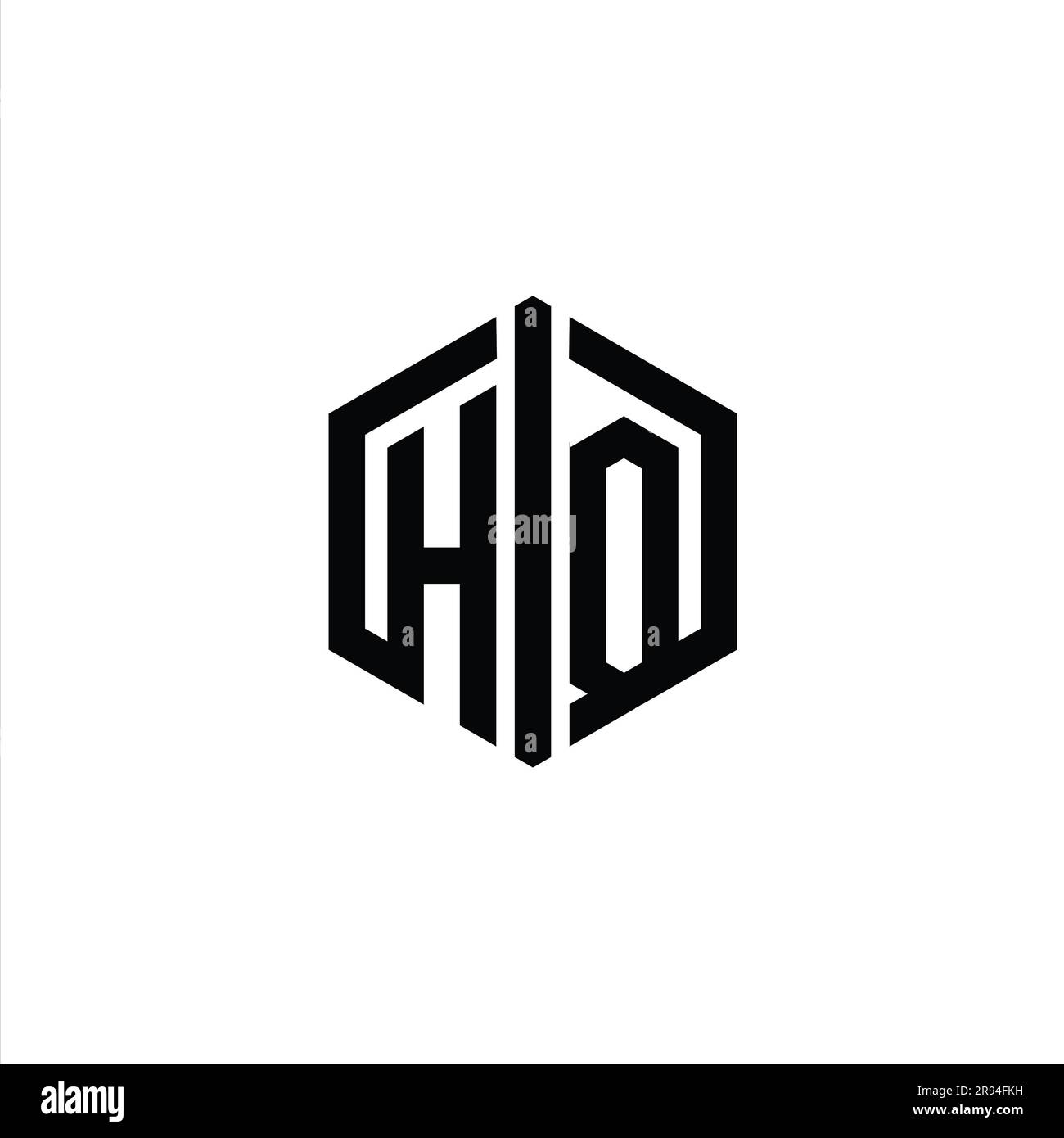 HQ Letter Logo monogram hexagon shape with connect outline style design ...