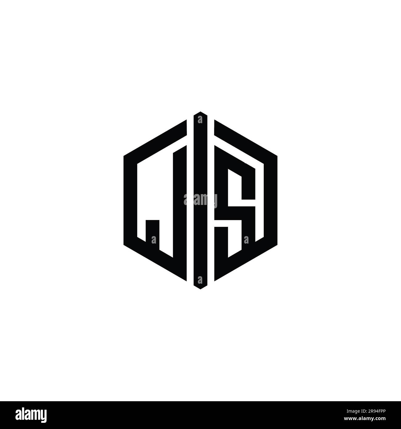 JS Letter Logo monogram hexagon shape with connect outline style design ...