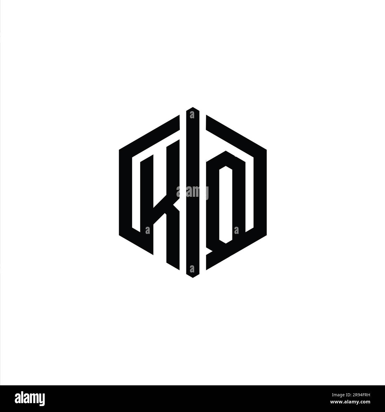 KQ Letter Logo monogram hexagon shape with connect outline style design ...