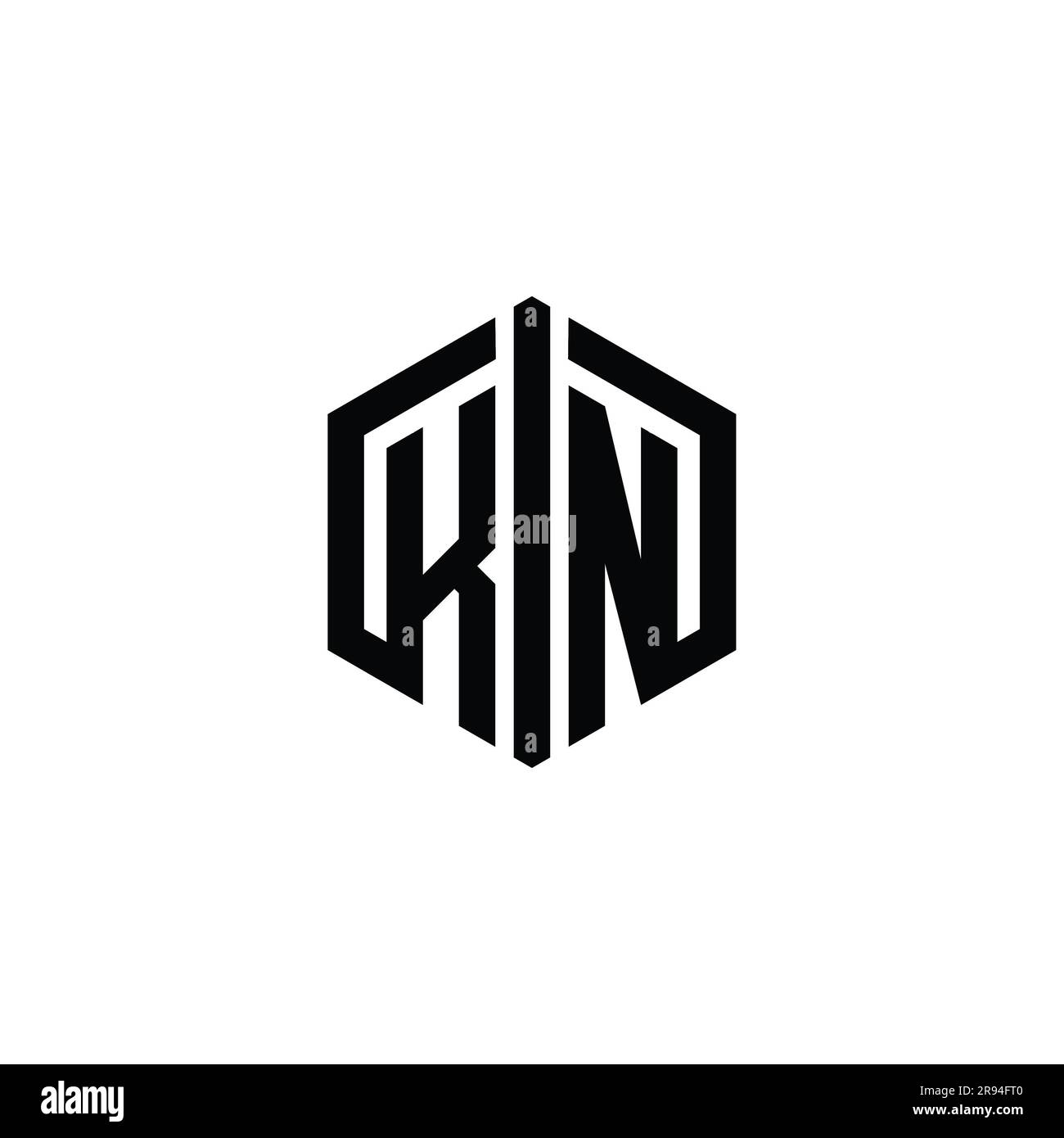 KN Letter Logo monogram hexagon shape with connect outline style design ...