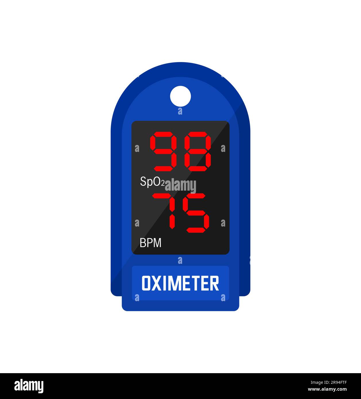 Blue pulse oximeter isolated on a white background. Medical device for