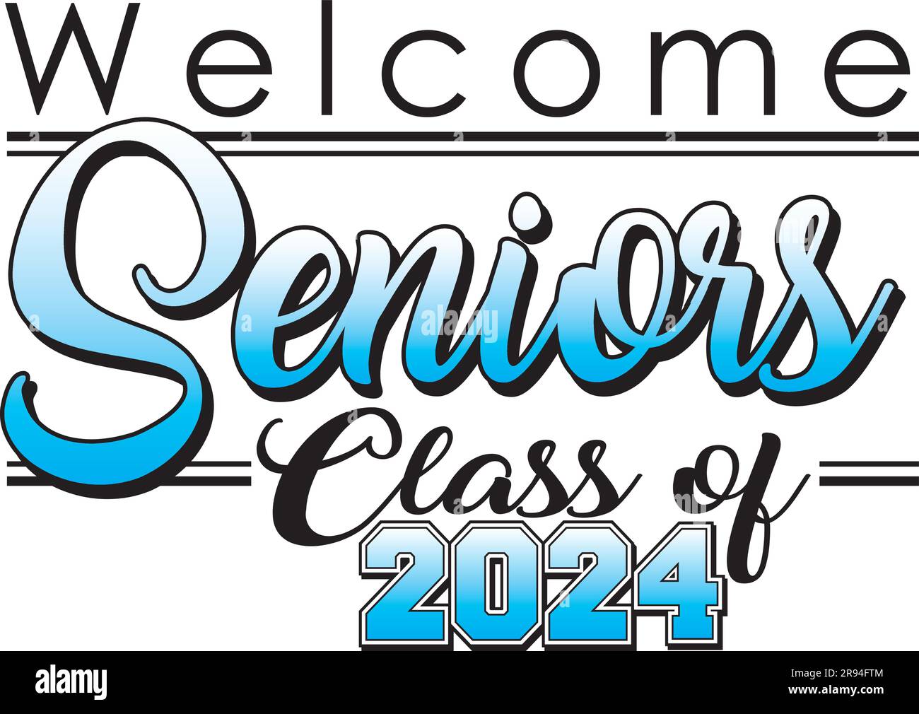 Seniors Class of 2025 Banner Blue Varsity background Stock