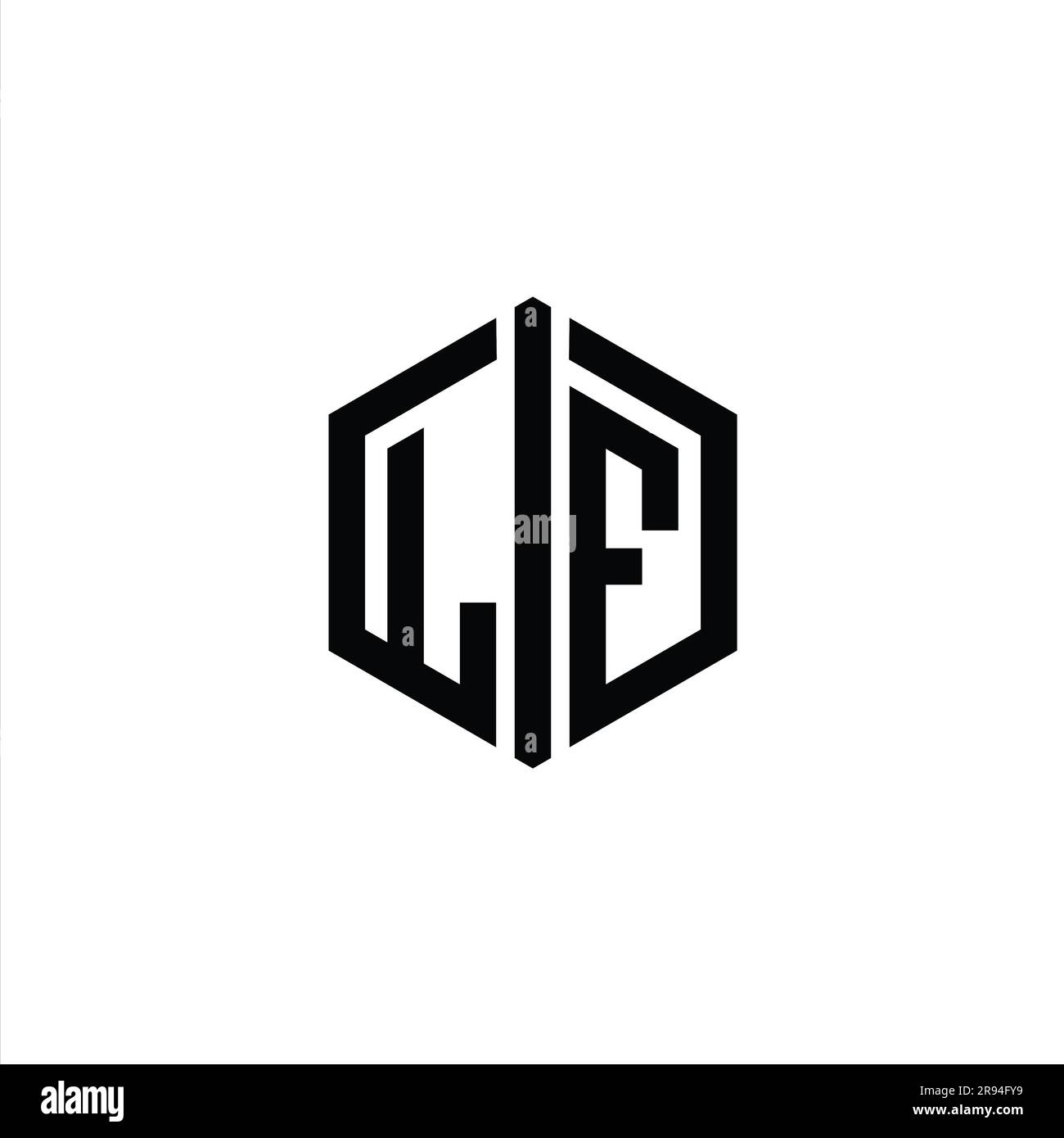LF Letter Logo monogram hexagon shape with connect outline style design ...
