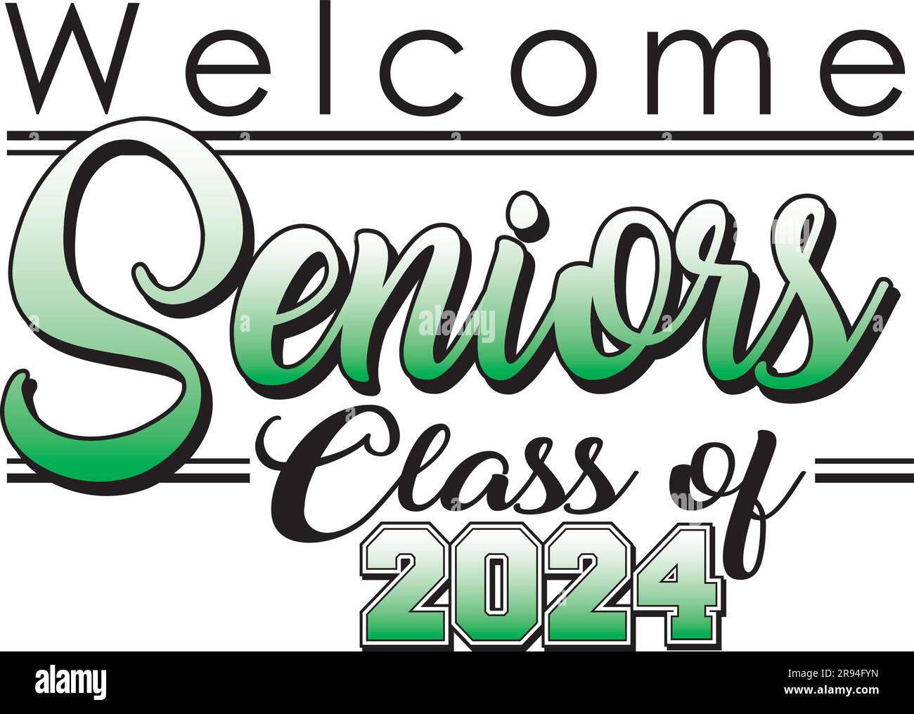 Seniors Class of 2024 Varsity Banner green Stock Vector Image