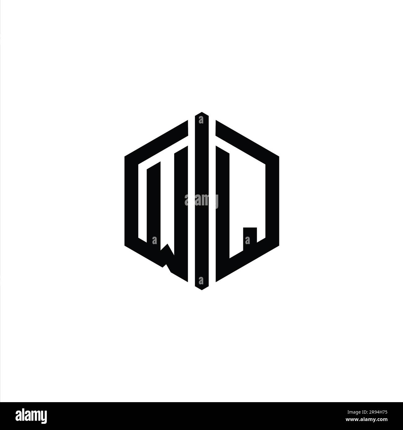 WL Letter Logo monogram hexagon shape with connect outline style design ...