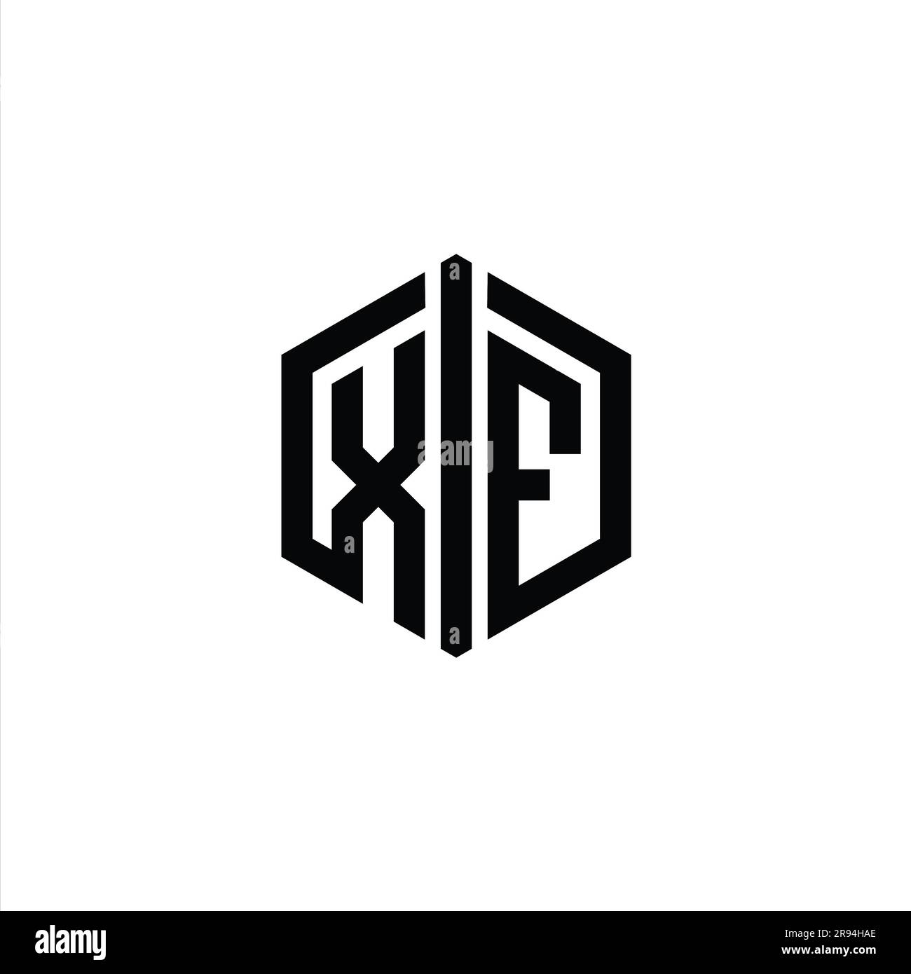 XF Letter Logo monogram hexagon shape with connect outline style design ...