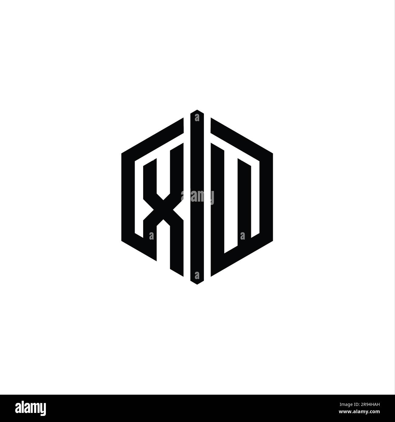 XU Letter Logo monogram hexagon shape with connect outline style design ...