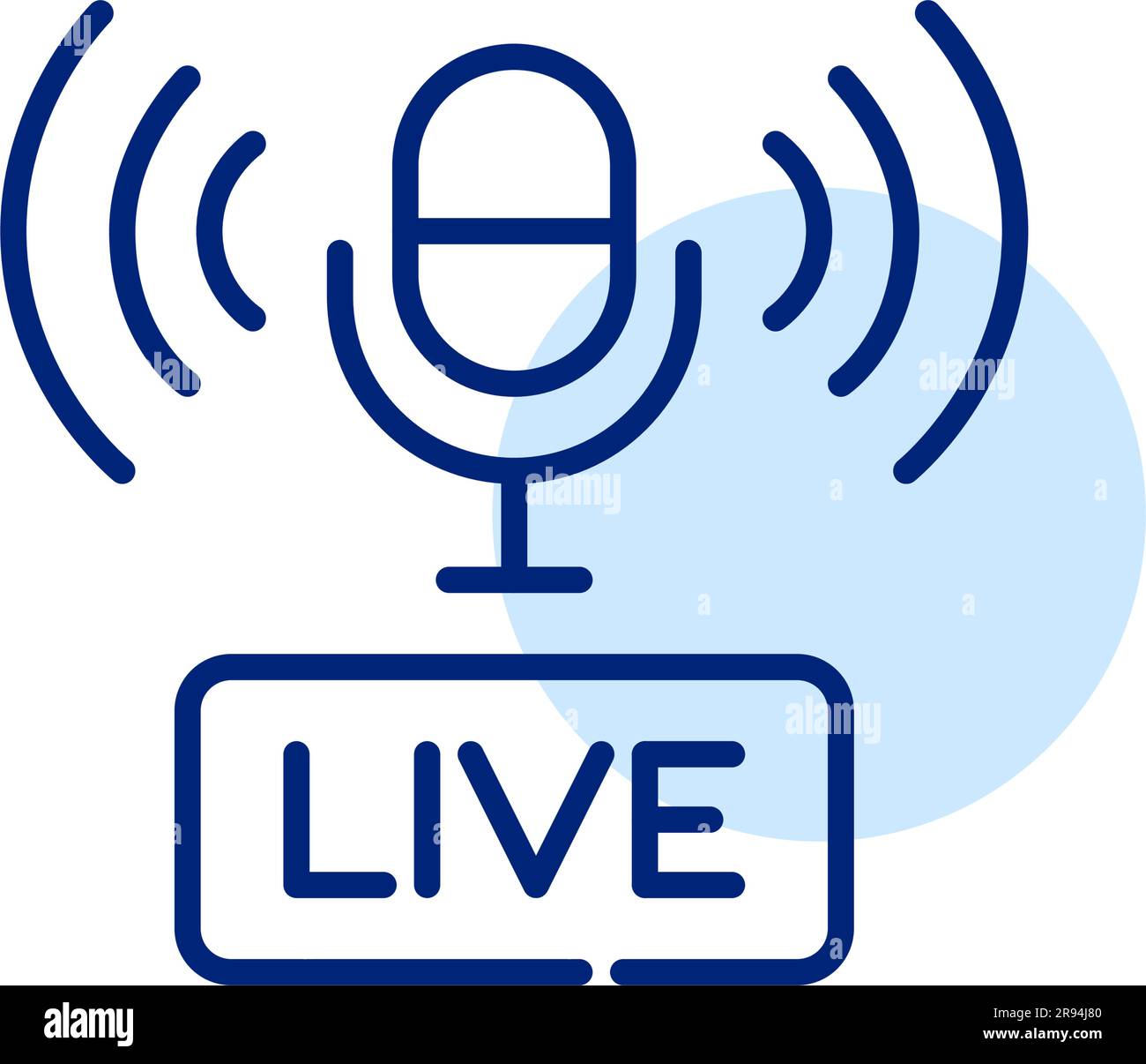 Live radio broadcasting. Microphone and sign. Pixel perfect, editable stroke Stock Vector