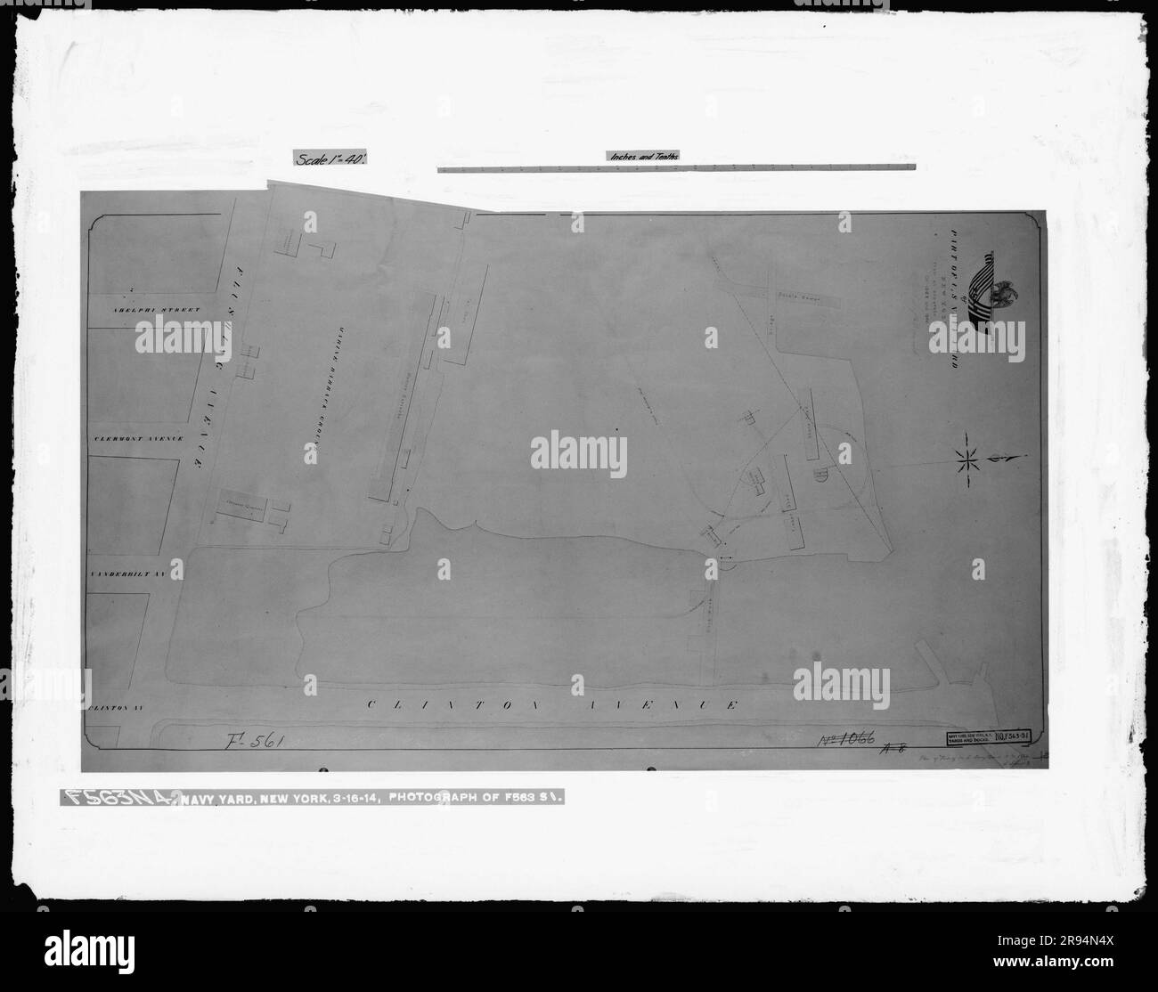 Photo of Drawing F563-S1 - Plan of Part of Yard, 1866. Glass Plate Negatives of the Construction and Repair of Buildings, Facilities, and Vessels at the New York Navy Yard. Stock Photo