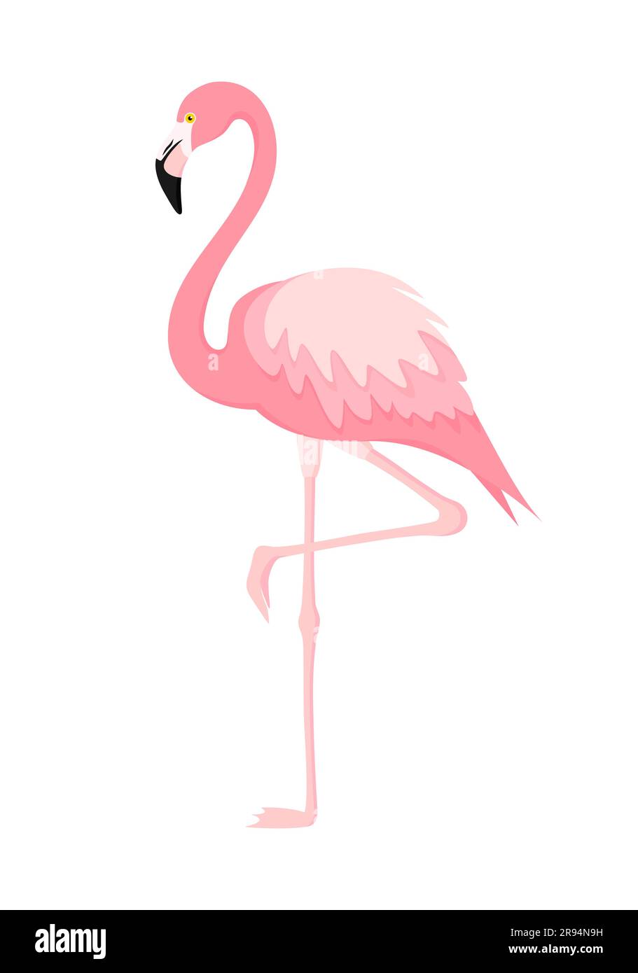 Pink flamingo isolated on a white background. Vector illustration in ...