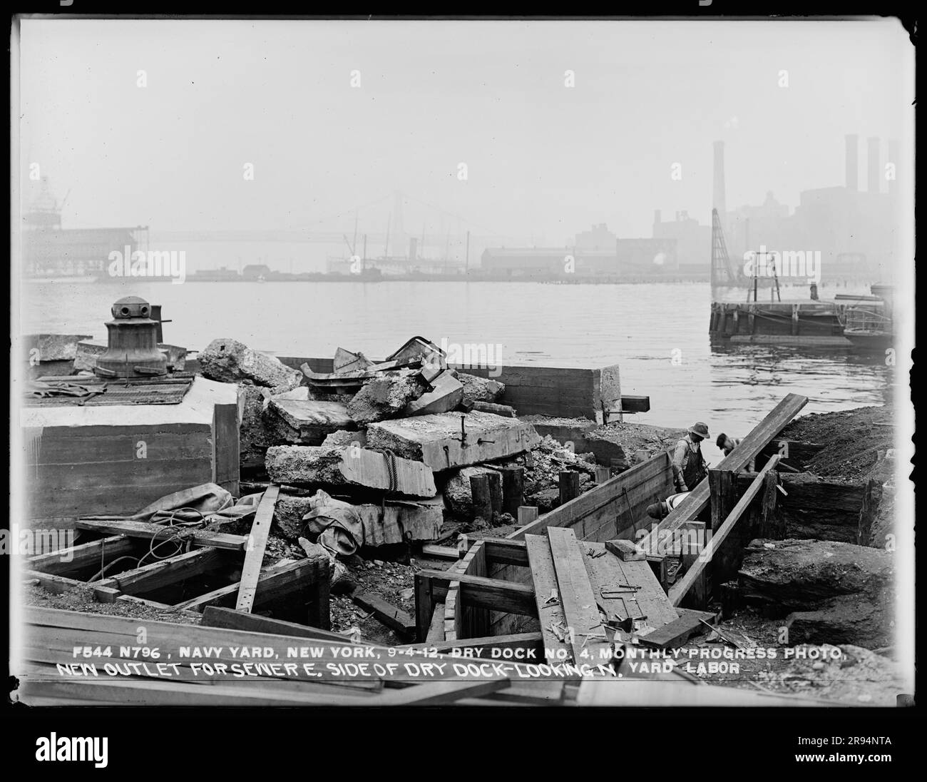 Dry Dock Number 4, Monthly Progress Photo, New Outlet for Sewer, East