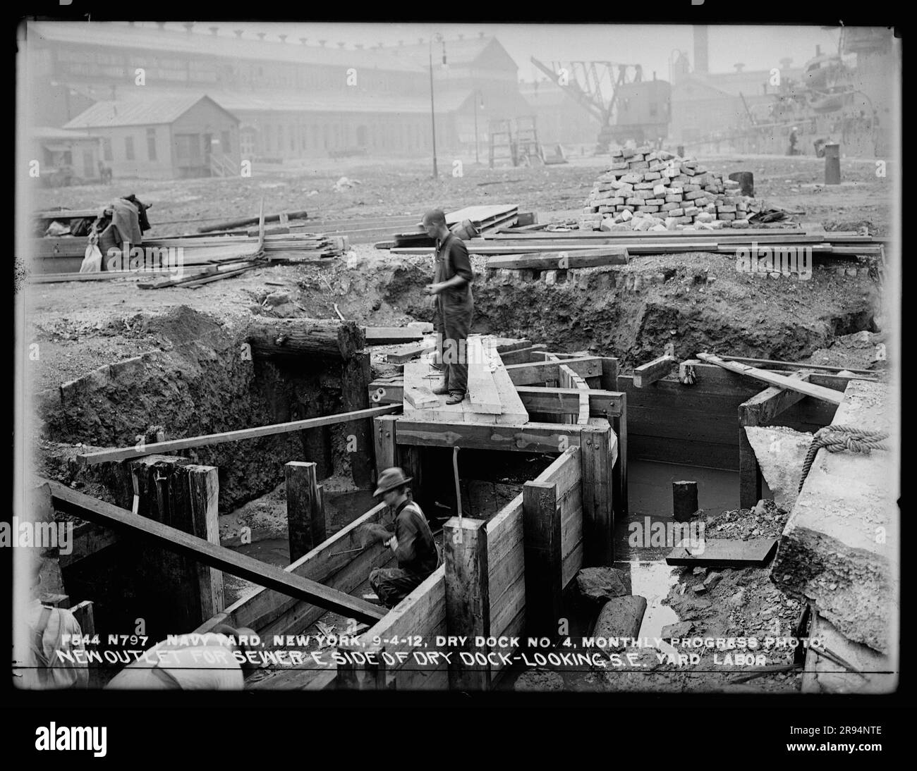 Dry Dock Number 4, Monthly Progress Photo, New Outlet for Sewer, East