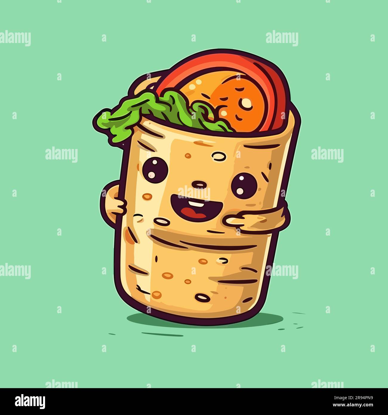 Mexican burrito wrap. Burritos handdrawn illustration. Vector doodle