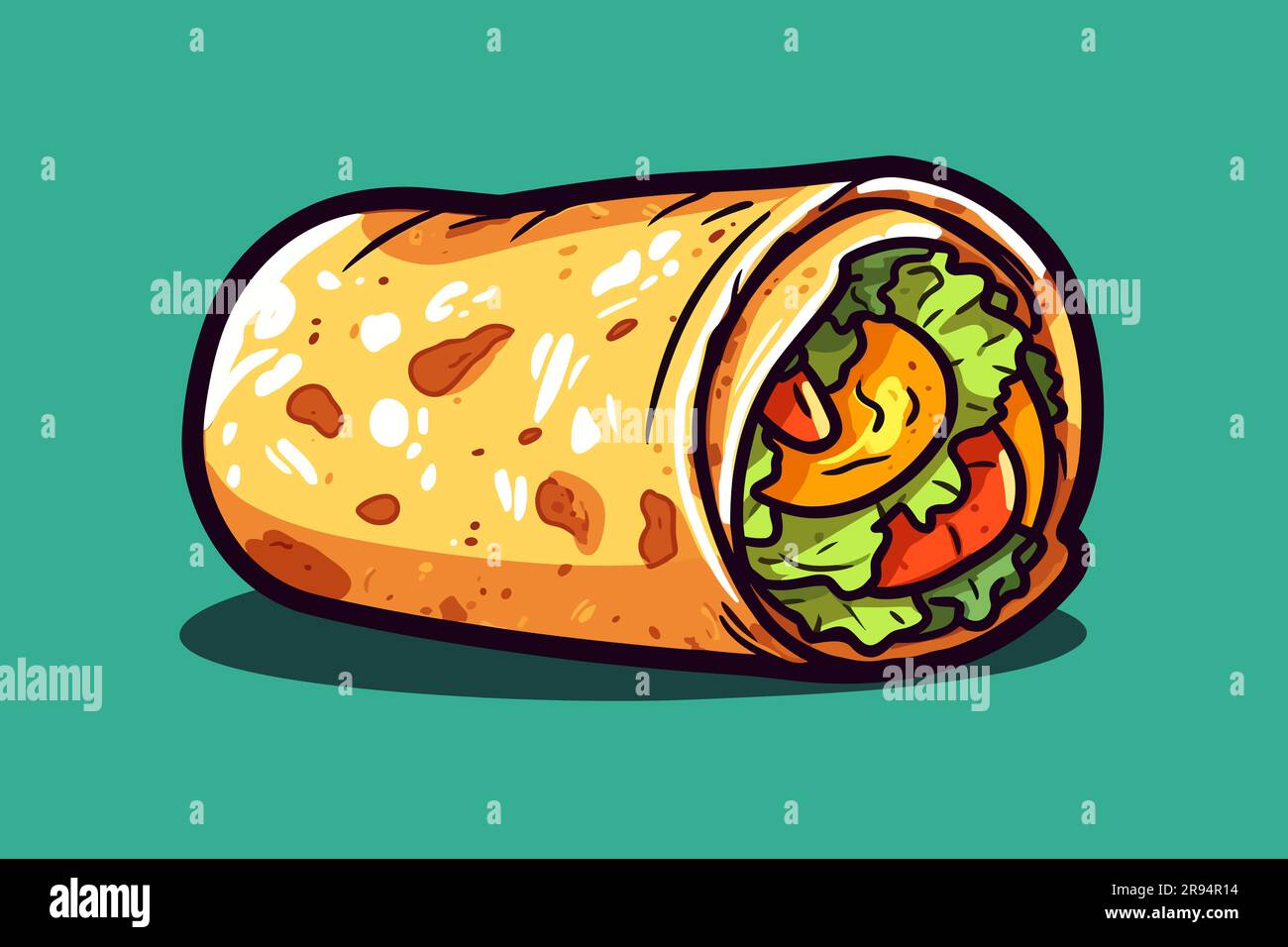 Chicken wrap. Chicken tortilla wrap handdrawn illustration. Vector