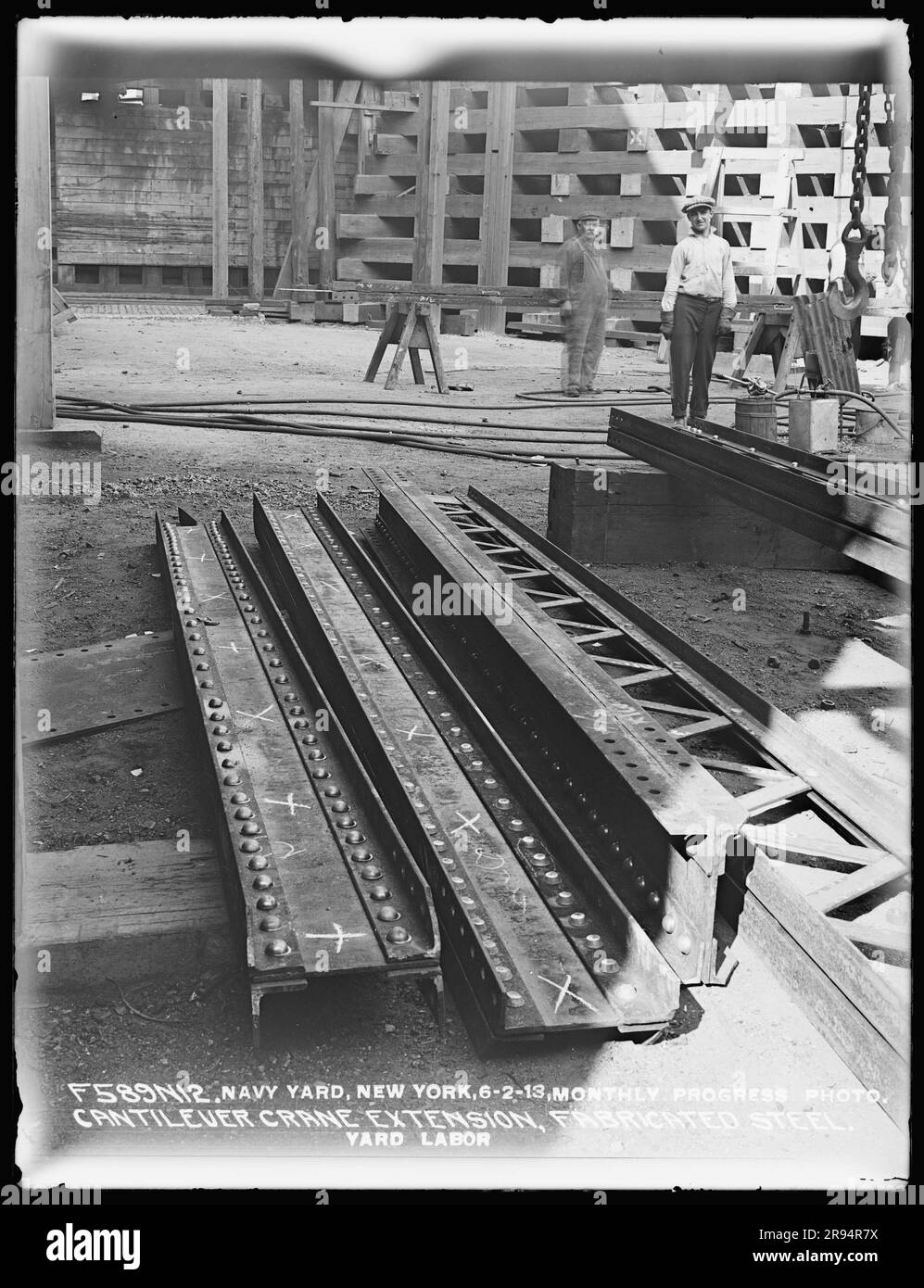 Monthly Progress Photo, Cantilever Crane Extension, Fabricated Steel, Yard Labor. Glass Plate