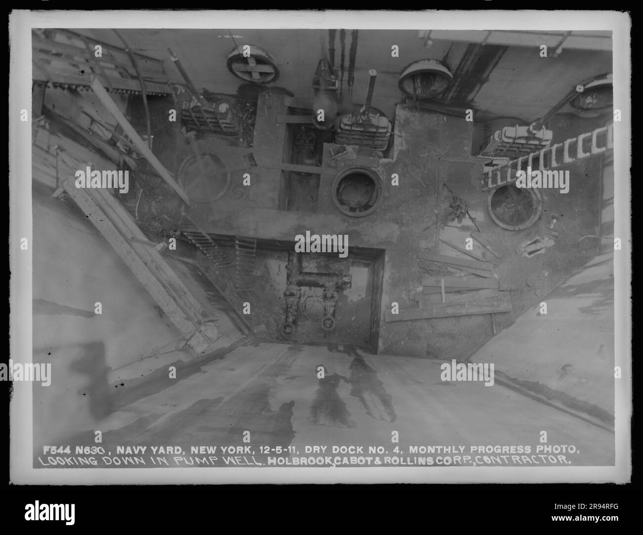 Dry Dock Number 4, Monthly Progress Photo, Looking Down in Pump Well